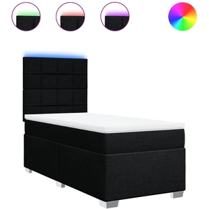 vidaXL Sommier à lattes de lit avec matelas Noir 140x200 cm Tissu pas cher