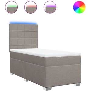vidaXL Sommier à lattes de lit avec matelas Taupe 140x200 cm Tissu pas cher