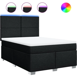 vidaXL Sommier à lattes de lit avec matelas Noir 140x200 cm Tissu pas cher