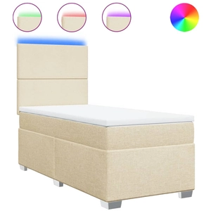 vidaXL Sommier à lattes de lit avec matelas Crème 140x190 cm Tissu pas cher
