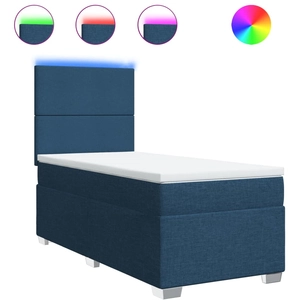 vidaXL Sommier à lattes de lit avec matelas Bleu 140x190 cm Tissu pas cher