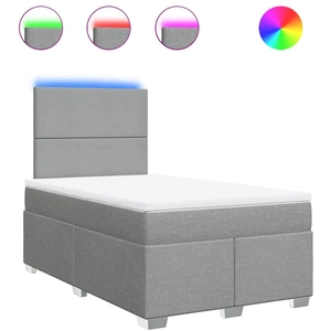 vidaXL Sommier à lattes de lit avec matelas Gris clair 120x200cm Tissu pas cher