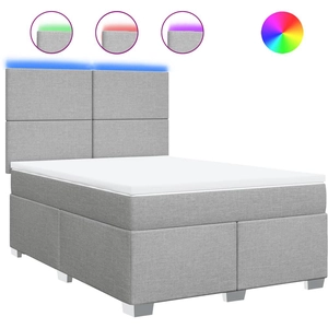 vidaXL Sommier à lattes de lit avec matelas Gris clair 140x190cm Tissu pas cher