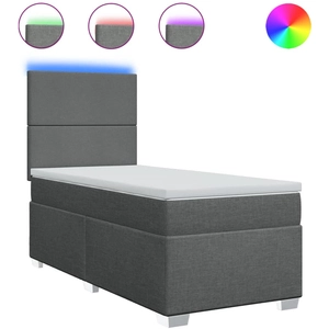 vidaXL Sommier à lattes de lit avec matelas Gris foncé 140x190cm Tissu pas cher