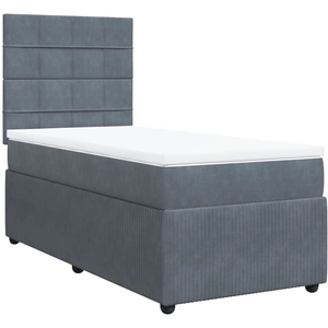 vidaXL Sommier à lattes de lit et matelas Gris foncé 120x200cm Velours pas cher