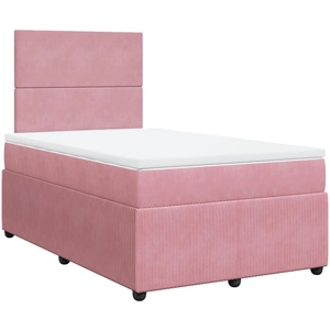 Sommier à lattes de lit avec matelas rose 120x190 cm velours vidaXL