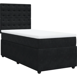 vidaXL Sommier à lattes de lit avec matelas Noir 90x200 cm Velours pas cher