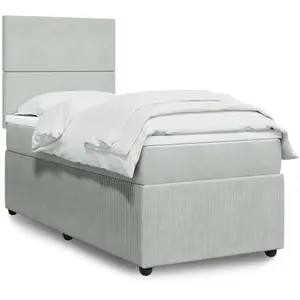 vidaXL Sommier à lattes de lit et matelas Gris clair 100x200cm Velours pas cher