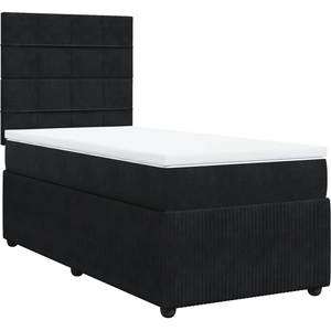 vidaXL Sommier à lattes de lit avec matelas Noir 90x200 cm Velours pas cher