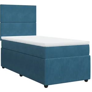 vidaXL Sommier à lattes de lit avec matelas Bleu foncé 100x200 cm pas cher