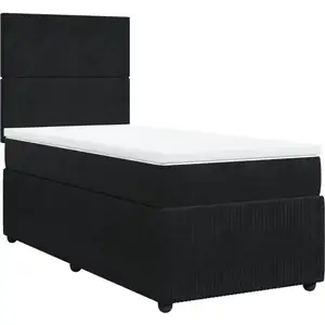 vidaXL Sommier à lattes de lit avec matelas Noir 100x200 cm Velours pas cher