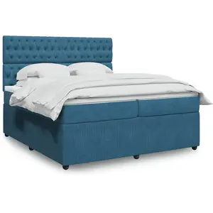 vidaXL Sommier à lattes de lit et matelas Bleu foncé 200x200cm Velours pas cher