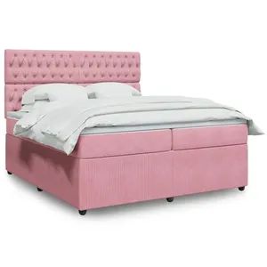 vidaXL Sommier à lattes de lit avec matelas Rose 200x200 cm Velours