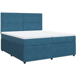 vidaXL Sommier à lattes de lit et matelas Bleu foncé 200x200cm Velours pas cher