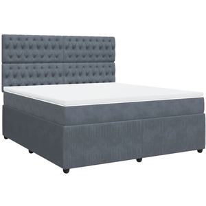 vidaXL Sommier à lattes de lit et matelas Gris foncé 200x200cm Velours pas cher