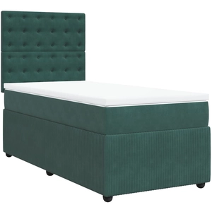 vidaXL Sommier à lattes de lit et matelas Vert foncé 200x200cm Velours pas cher