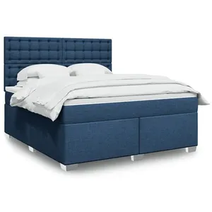vidaXL Sommier à lattes de lit avec matelas Bleu 180x200 cm Tissu pas cher