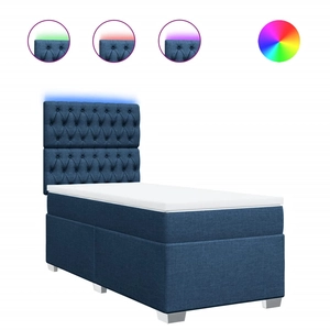 vidaXL Sommier à lattes de lit avec matelas Bleu 160x200 cm Tissu pas cher