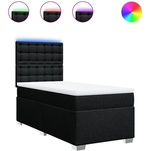 vidaXL Sommier à lattes de lit avec matelas Noir 160x200 cm Tissu pas cher