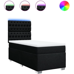vidaXL Sommier à lattes de lit avec matelas Noir 160x200 cm Tissu pas cher