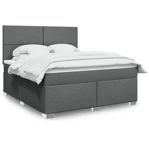 Comparateur de prix : vidaXL Sommier à lattes de lit avec matelas Gris foncé 180x200cm Tissu