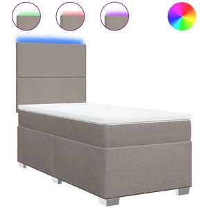 vidaXL Sommier à lattes de lit avec matelas Taupe 180x200 cm Tissu pas cher