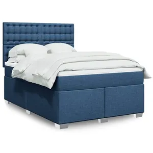 vidaXL Sommier à lattes de lit avec matelas Bleu 140x200 cm Tissu pas cher