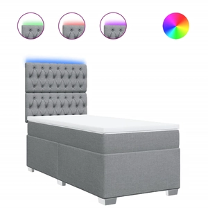 vidaXL Sommier à lattes de lit avec matelas Gris clair 140x200cm Tissu pas cher