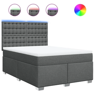 vidaXL Sommier à lattes de lit avec matelas Gris foncé 140x200cm Tissu pas cher