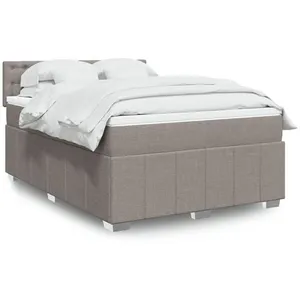 vidaXL Sommier à lattes de lit avec matelas Taupe 140x200 cm Tissu pas cher
