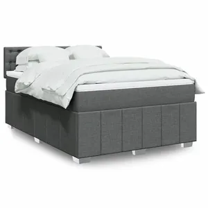 vidaXL Sommier à lattes de lit avec matelas Gris foncé 140x200cm Tissu pas cher