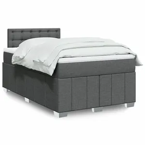 vidaXL Sommier à lattes de lit avec matelas Gris foncé 120x200cm Tissu pas cher