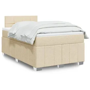 Sommier à lattes de lit avec matelas Crème 120x200 cm Tissu Vidaxl Crème pas cher
