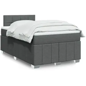 vidaXL Sommier à lattes de lit avec matelas Gris foncé 120x200cm Tissu pas cher