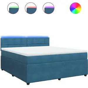 vidaXL Sommier à lattes de lit et matelas bleu 180x200 cm velours pas cher