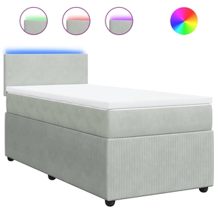 vidaXL Sommier à lattes de lit et matelas Gris clair 180x200cm Velours pas cher