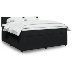 vidaXL Sommier à lattes de lit avec matelas Noir 180x200 cm Velours pas cher