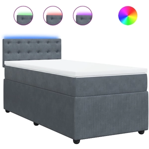 vidaXL Sommier à lattes de lit et matelas Gris foncé 160x200cm Velours pas cher