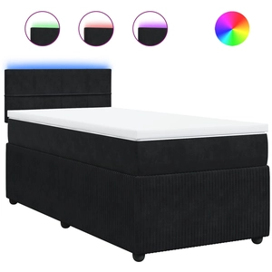 vidaXL Sommier à lattes de lit et matelas Noir 160x200 cm Velours pas cher
