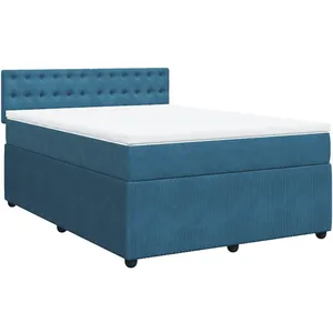 vidaXL Sommier à lattes de lit et matelas bleu 140x190 cm velours pas cher