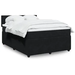 vidaXL Sommier à lattes de lit avec matelas Noir 140x200 cm Velours pas cher