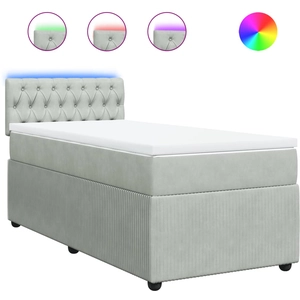 vidaXL Sommier à lattes de lit et matelas Gris clair 140x200cm Velours pas cher