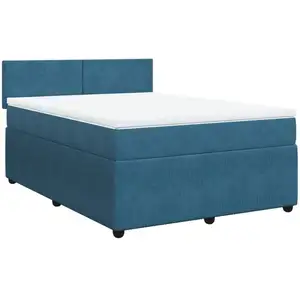 vidaXL Sommier à lattes de lit et matelas bleu 140x190 cm velours pas cher