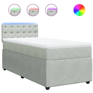 vidaXL Sommier à lattes de lit et matelas Gris clair 140x200cm Velours pas cher