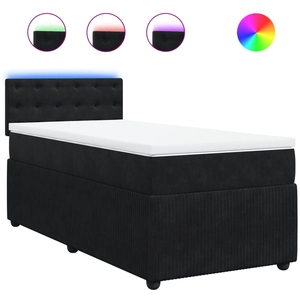 vidaXL Sommier à lattes de lit avec matelas Noir 140x200 cm Velours pas cher