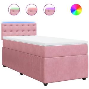 vidaXL Sommier à lattes de lit avec matelas Rose 140x200 cm Velours pas cher