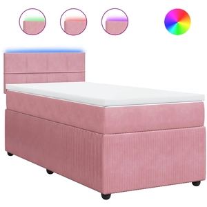vidaXL Sommier à lattes de lit avec matelas Rose 90x200 cm Velours pas cher