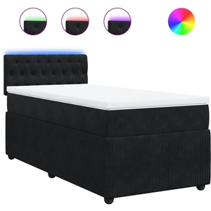 vidaXL Sommier à lattes de lit avec matelas Noir 90x200 cm Velours pas cher