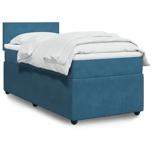 vidaXL Sommier à lattes de lit avec matelas bleu 100x200 cm pas cher