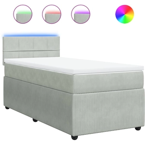vidaXL Sommier à lattes de lit et matelas Gris clair 90x190 cm Velours pas cher